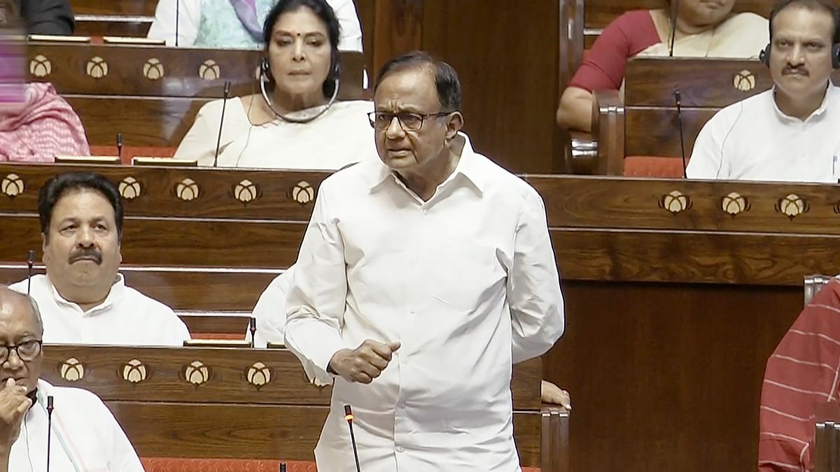 Congress MP P. Chidambaram speaks in the Rajya Sabha