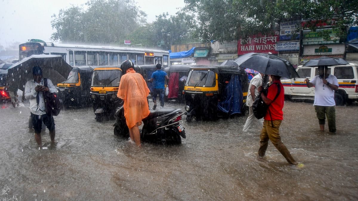 The heavy rain briefly disrupted transportation, causing traffic jam, train cancellation and flight delays.