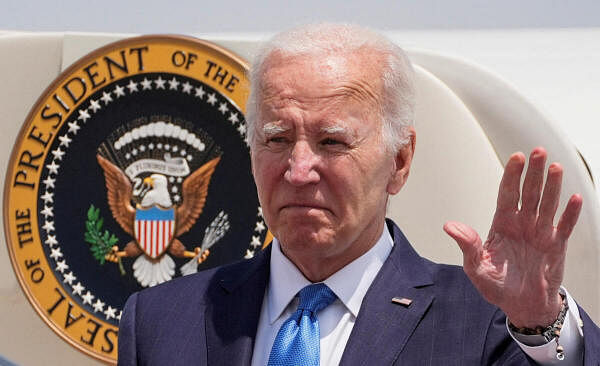 US President Joe Biden disembarks Air Force One on his way back to Washington, at Joint Base Andrews in Maryland.