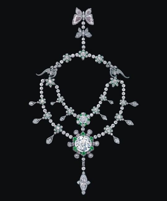 Created by renowned jewellery artist Wallace Chan, A Heritage in Bloom is a delicate masterpiece that can reportedly be worn in 27 different styles. Featuring 104-carat brilliant round diamond, this piece of art is priced around Rs 1668 crore.