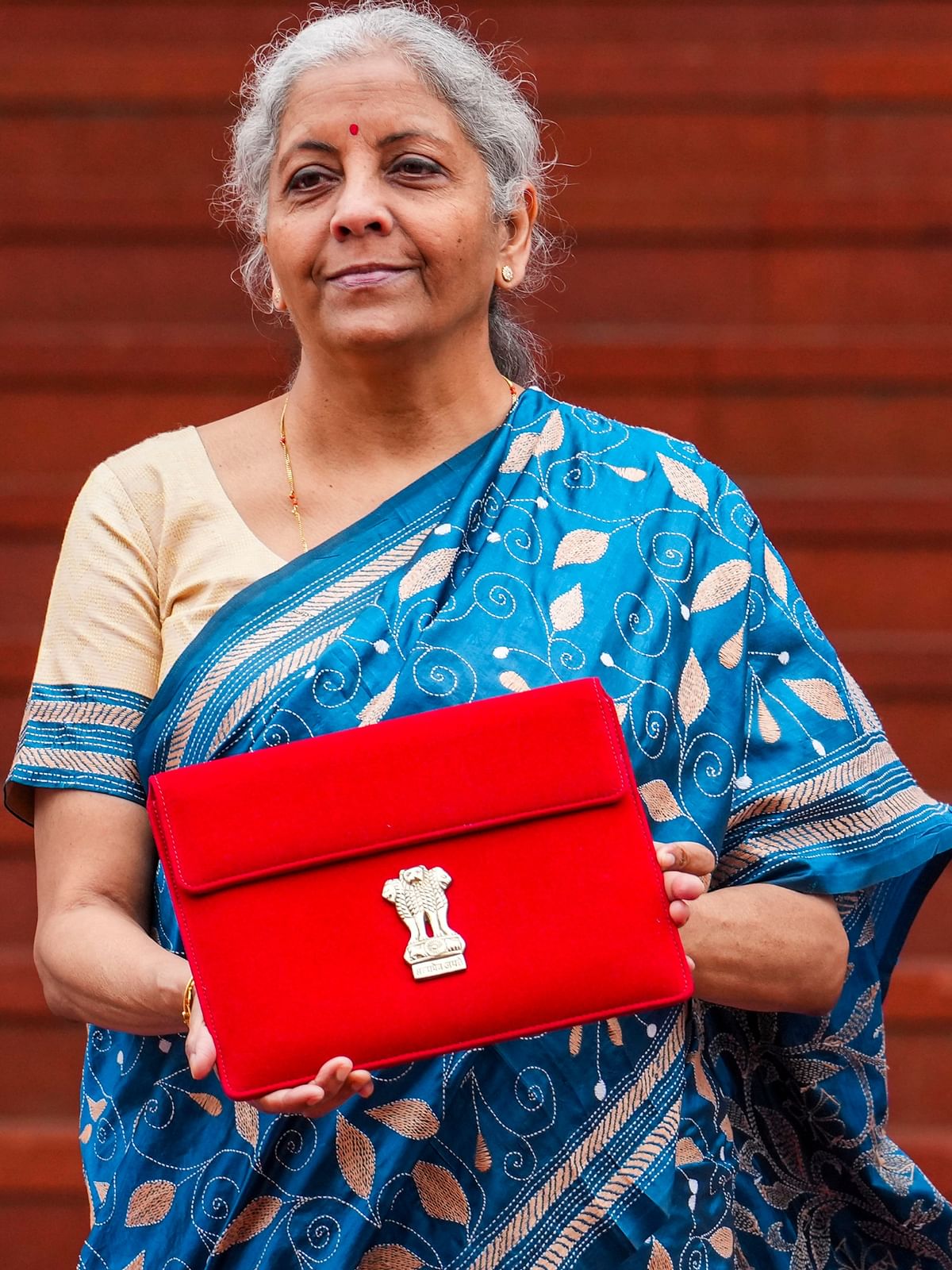 Interim Budget 2024: Finance Minister Nirmala Sitharaman was seen a blue tussar silk saree featuring kantha embroidery, a traditional craft of West Bengal.