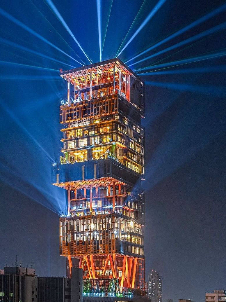  Ambani's home, Antilia, is completely lit up as preparations for Anant Ambani's wedding are in full swing.