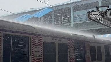 Several visuals on social media showed some local trains which are the lifeline for millions in the city, were halted on inundated lines.