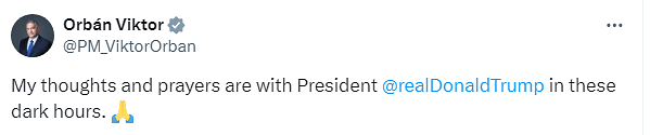 ungarian Prime Minister Viktor Orban said that his prayers were with the former president 'in these dark hours'.