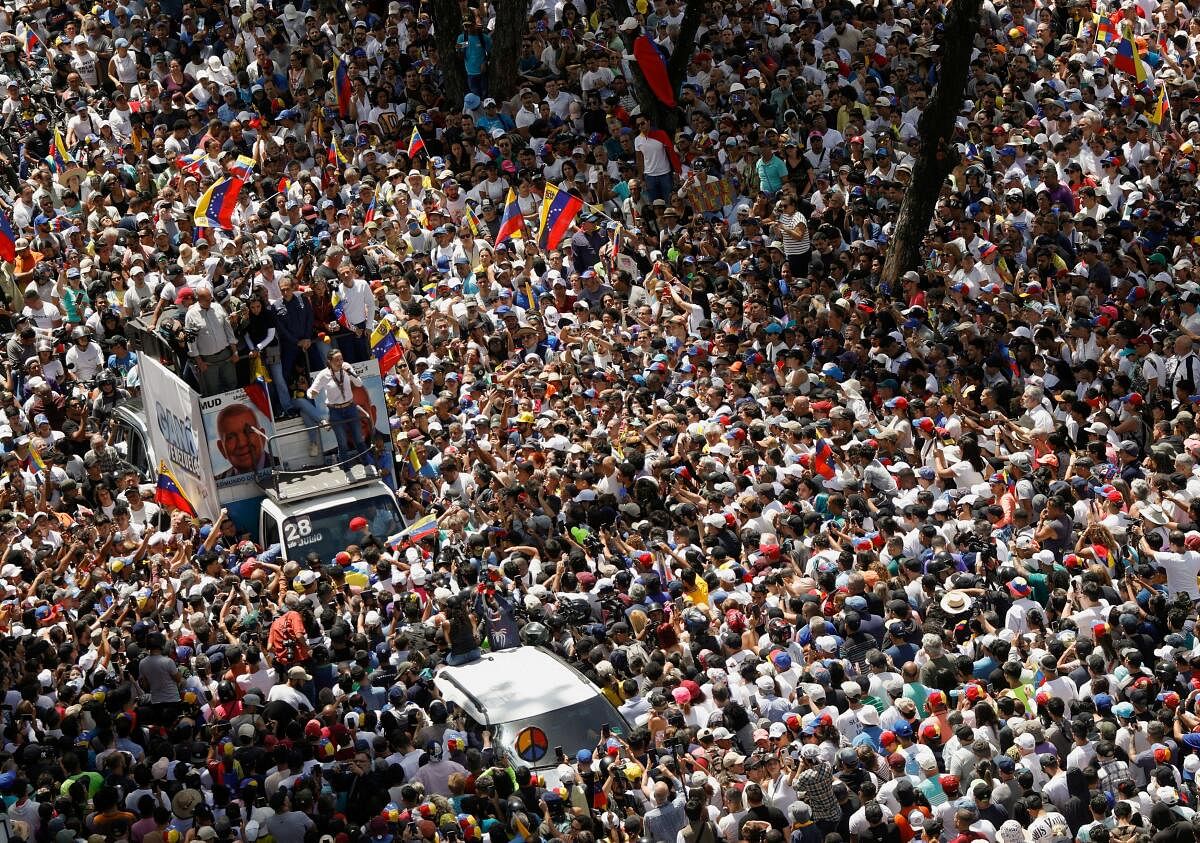 Venezuelan opposition leader Maria Corina Machado addresses supporters during a march amid the disputed presidential election, in Caracas, Venezuela August 3, 2024.