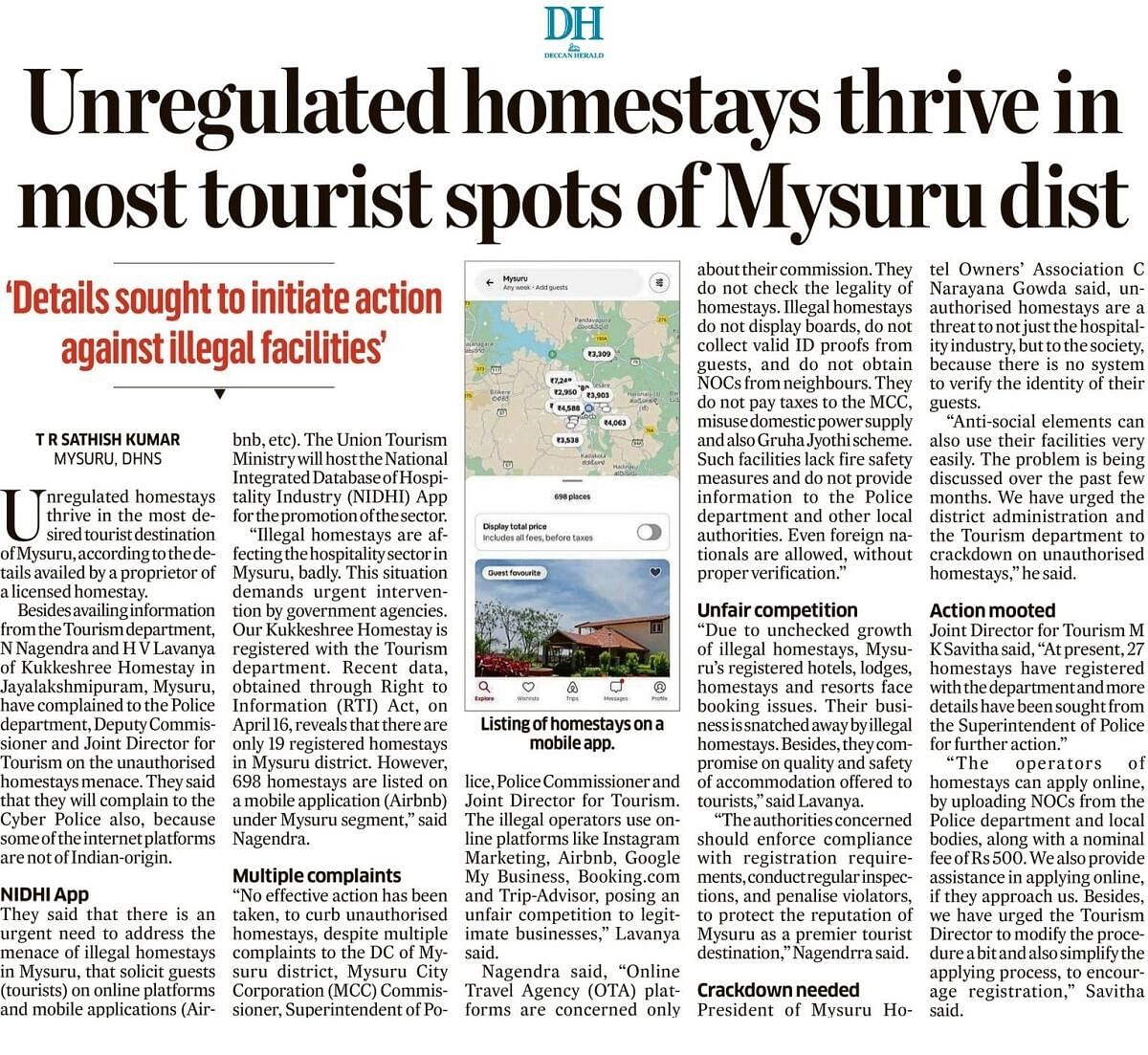 DH's report on unregulated homestays in most desired tourist destination of Mysuru