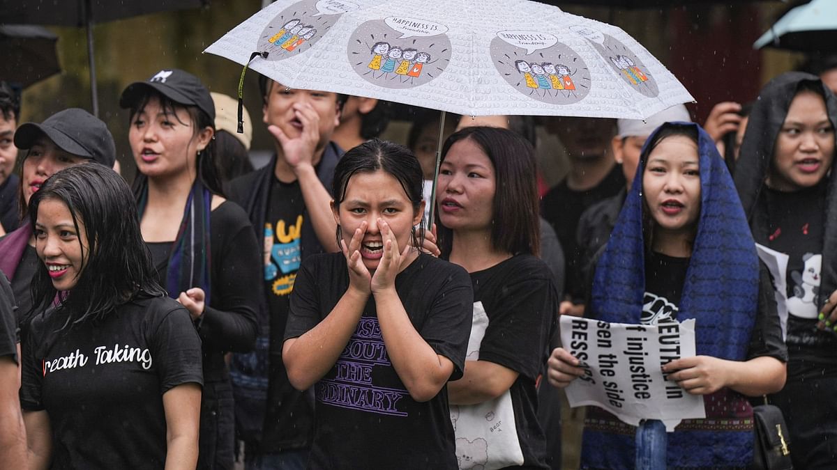 Delhi: Kuki Students' Organisation stages protest against removal of Assam Rifles from buffer zones in Manipur