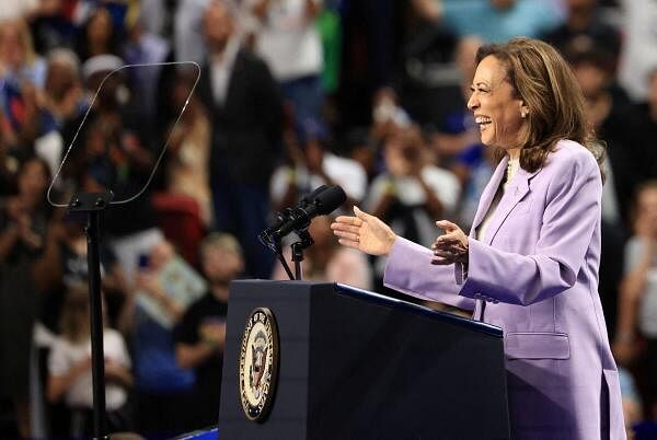 Democratic presidential candidate and U.S. Vice President Kamala Harris attends a campaign event at UNLV (University of Nevada, Las Vegas) campus, in Las Vegas, Nevada, US