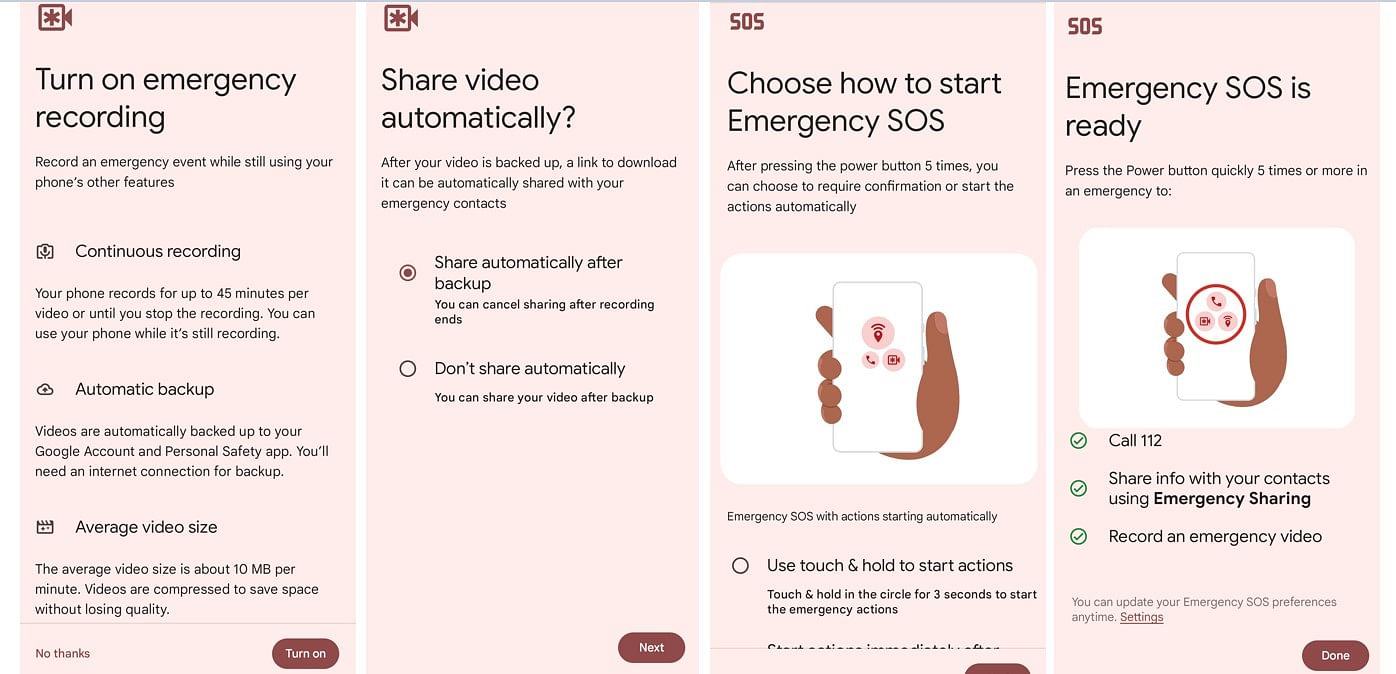 Emergency video recording feature available on Android phones.