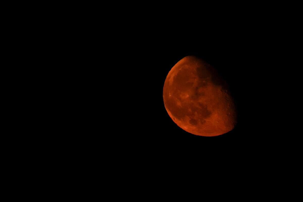 A view of the moon from the Staten Island Ferry in New York City