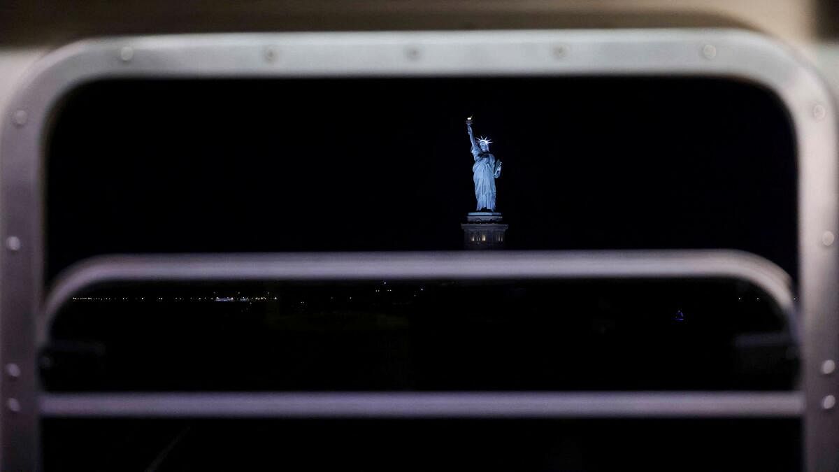 A view of the Statue of Liberty from the Staten Island Ferry in New York