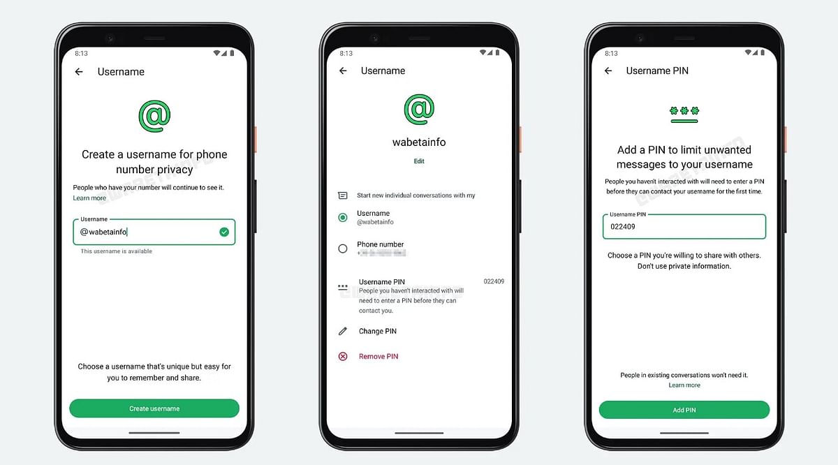 Username with security PIN feature is coming soon to WhatsApp.