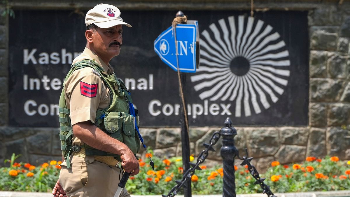 A security personnel keeps vigil as a team of the Election Commission of India (ECI) visited Srinagar.