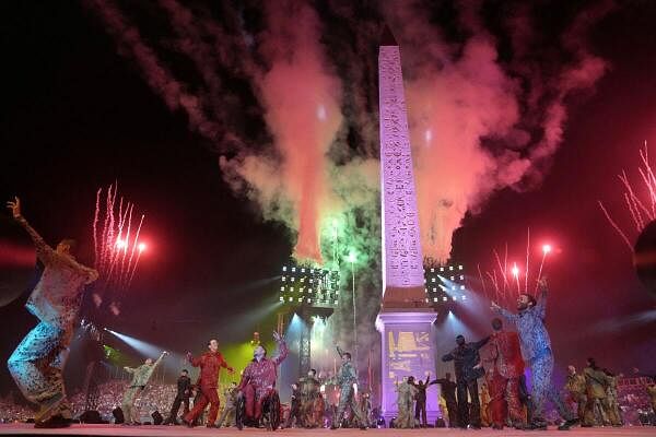 Paris 2024 Paralympics: Fireworks explode during the opening ceremony.