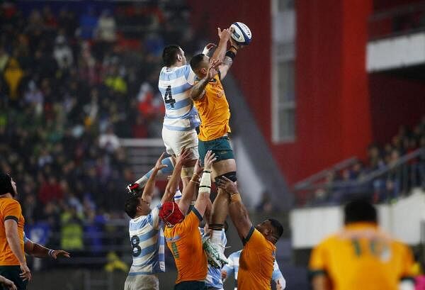  Argentina's Franco Molina in action with Australia's Harry Wilson.