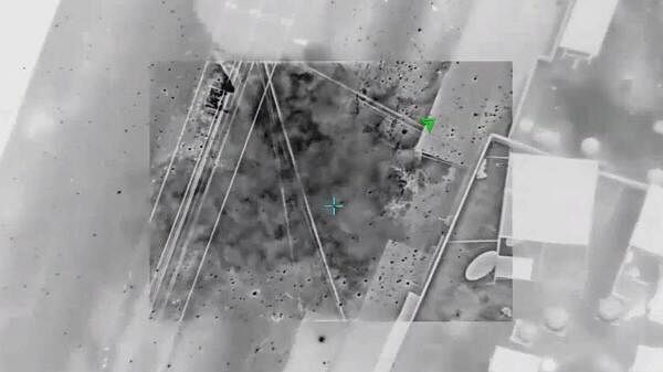 A view shows what the Israeli army says is a strike on the Commander of the Islamic Jihad's Central Camps Brigade