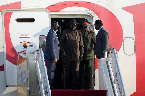 South Sudan President Salva Kiir arrives at the Beijing Capital International Airport to attend the China Africa Forum, in Beijing, China 