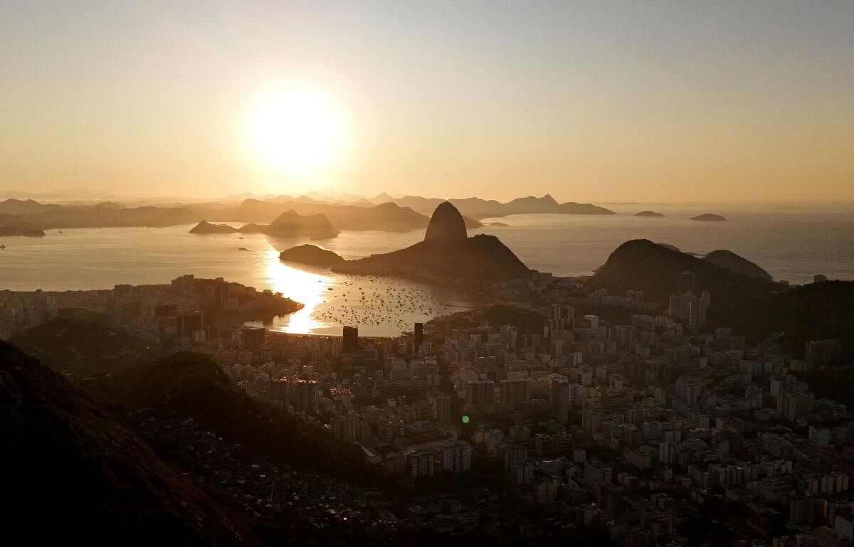 A drone view shows part of the Guanabara bay, home of Green Sea Turtles, in Rio de Janeiro, Brazil August 30, 2024.