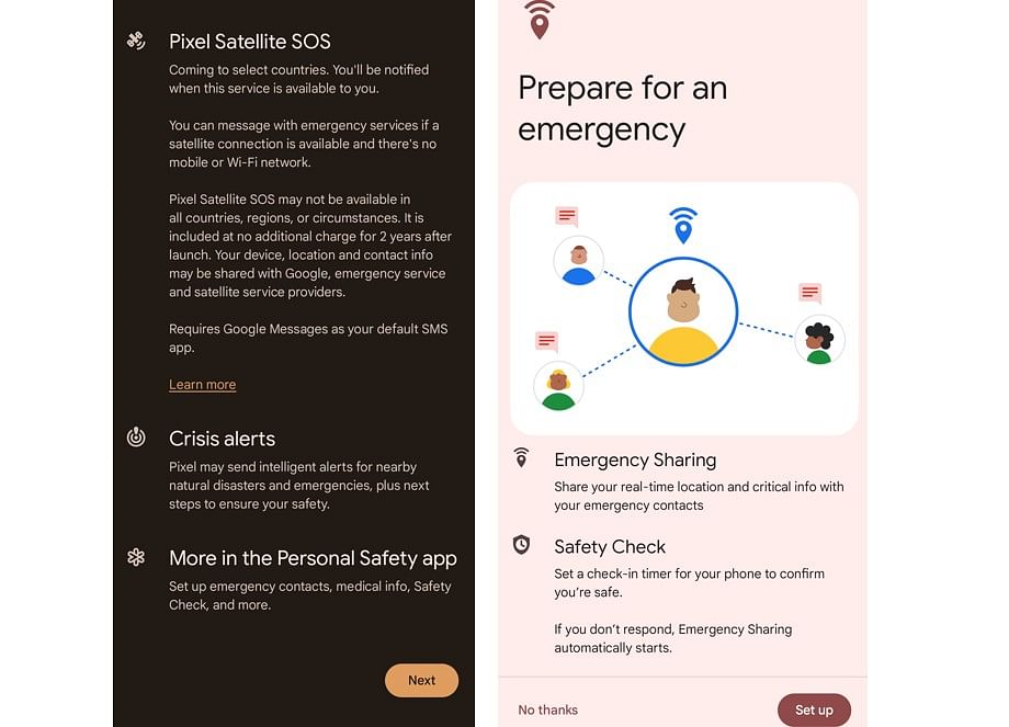 SoS emergency features of Google Pixel 9.