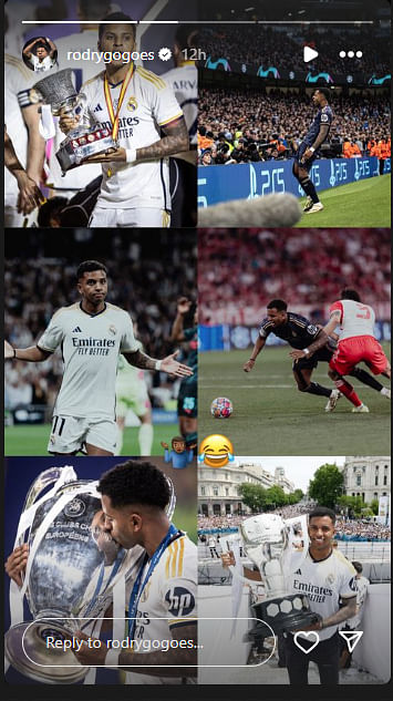 Rodrygo reacts to not being included in the Ballon D'Or nomination list.