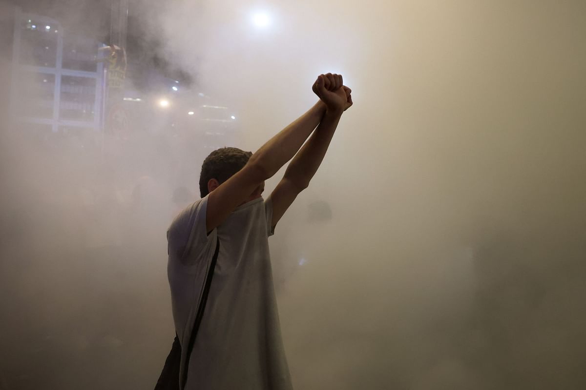 People take part in a demonstration against Israeli Prime Minister Netanyahu's government and call for the release of hostages in Gaza, in Tel Aviv