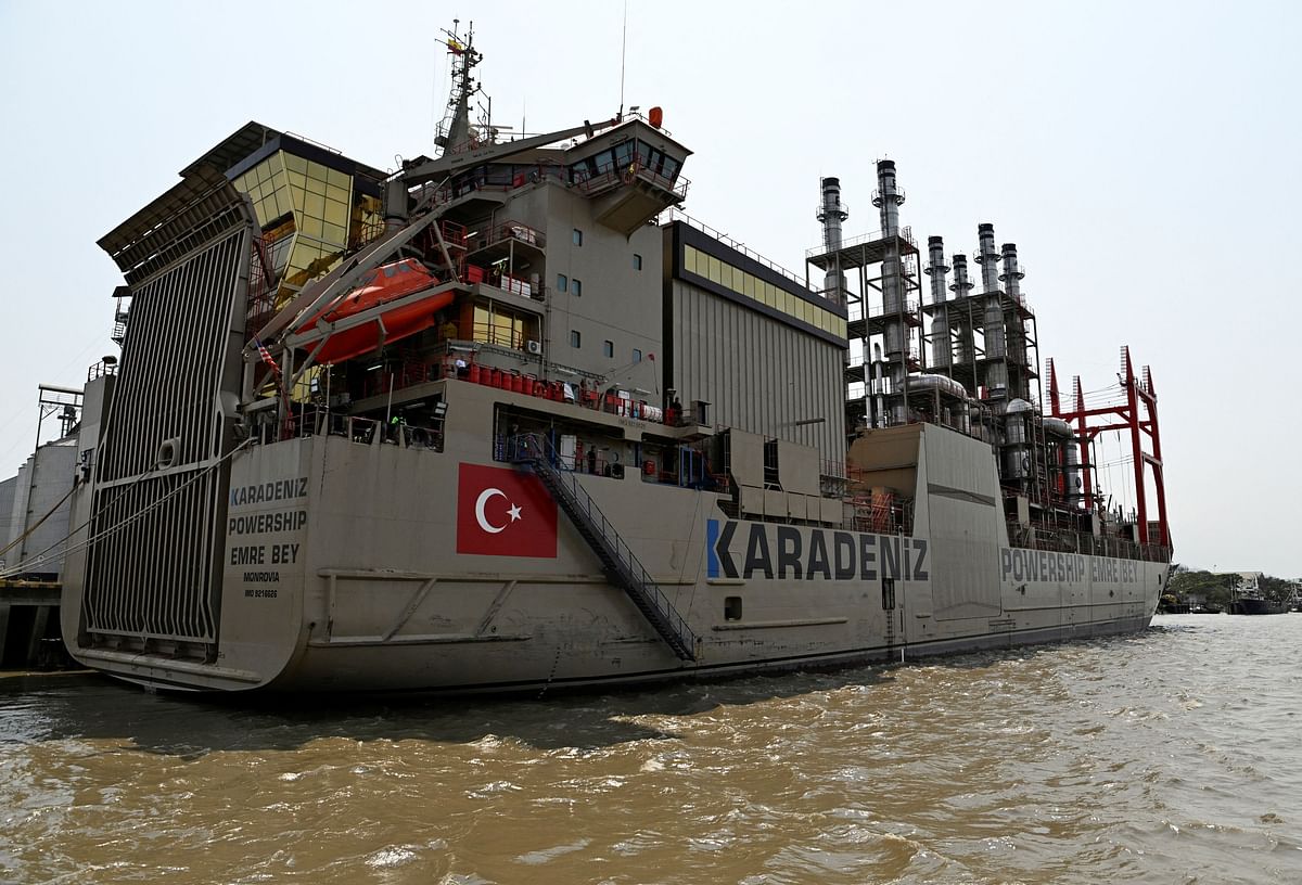 Turkish power barges reach Ecuador to aid power supply, in Guayaquil