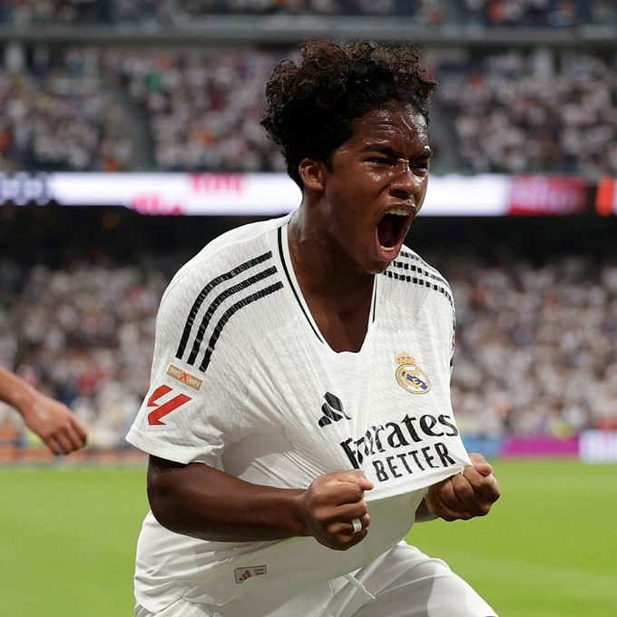 Endrick after scoring his first goal for Real Madrid