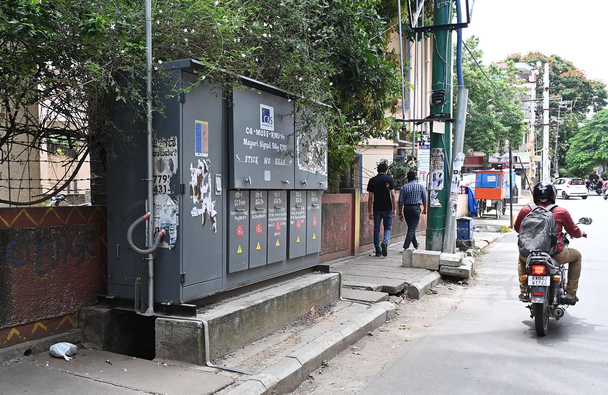 For DH point blank story of Bad footpath and encroachment at MS Ramaiahnagar in Bengaluru on Wednesday. 