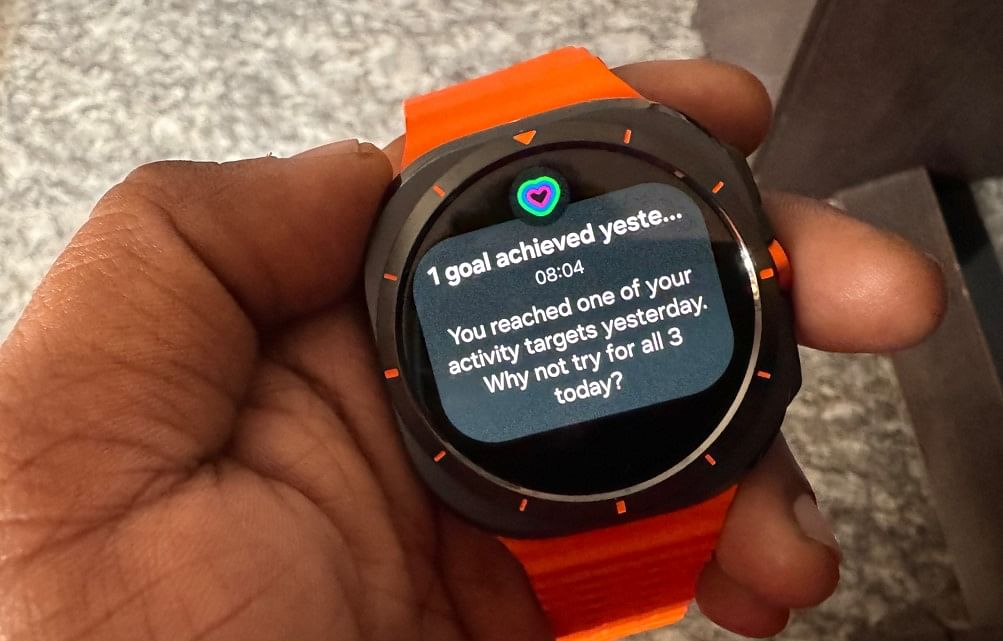 Samsung Galaxy Watch Ultra offers motivation to compete the activity rings for the day.