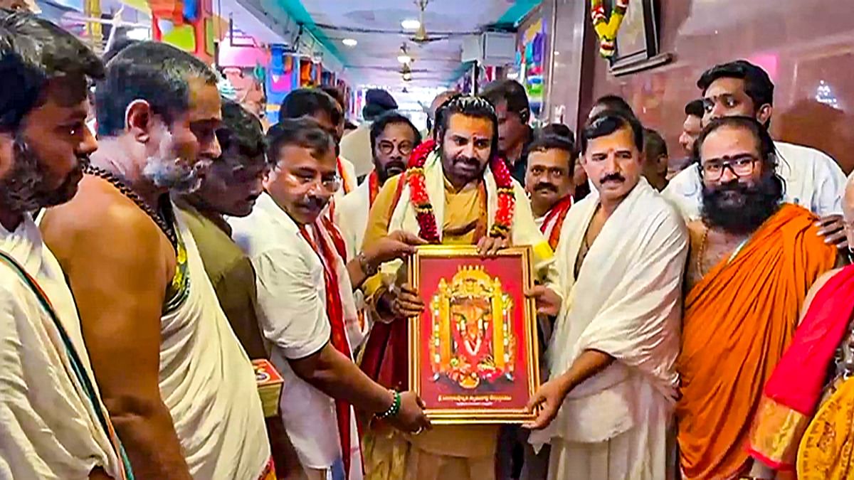 Andhra Pradesh Deputy CM Pawan Kalyan participates in cleansing programme at temple in Vijayawada