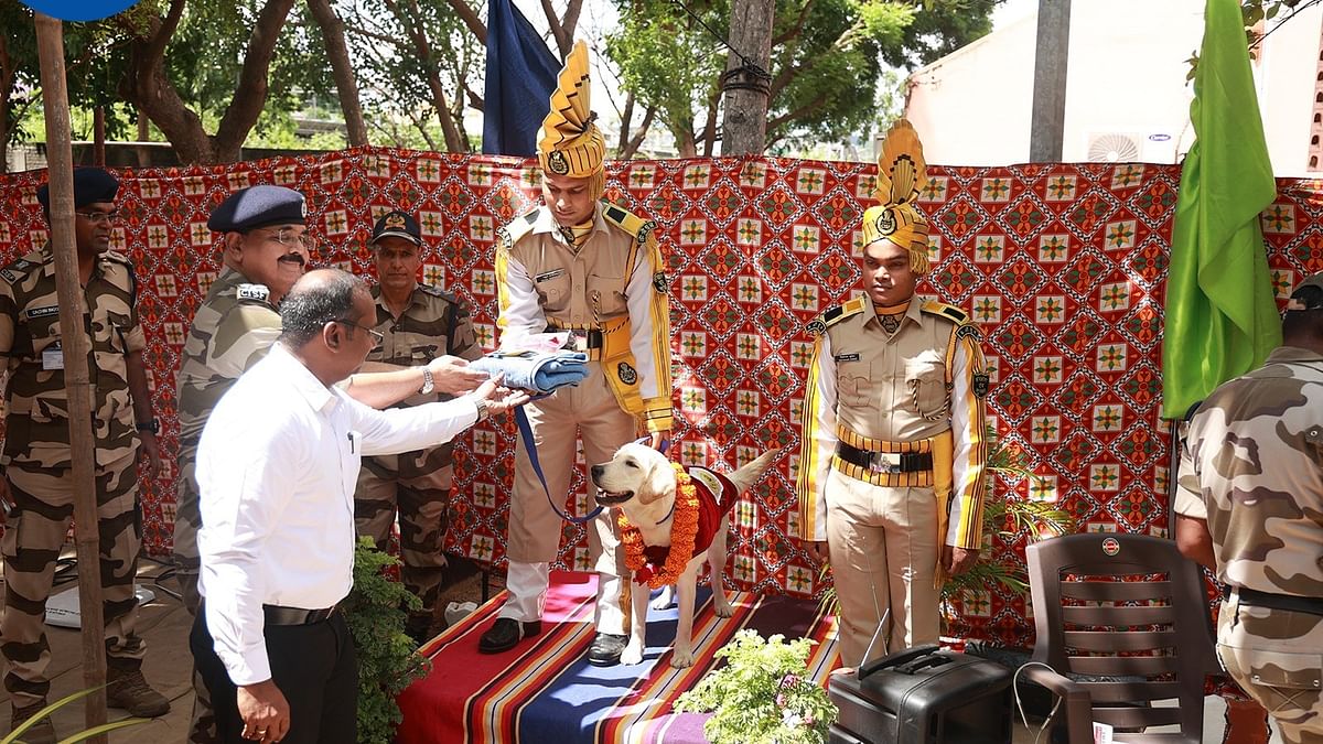 CISF dog squad canine 'Ceasar' retires after 8 years of service at Chennai airport, given warm send-off