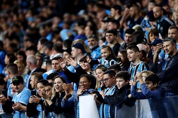 Brasileiro Championship - Gremio v Fortaleza - Arena do Gremio, Porto Alegre, Brazil - Gremio fans in the stands during the match.