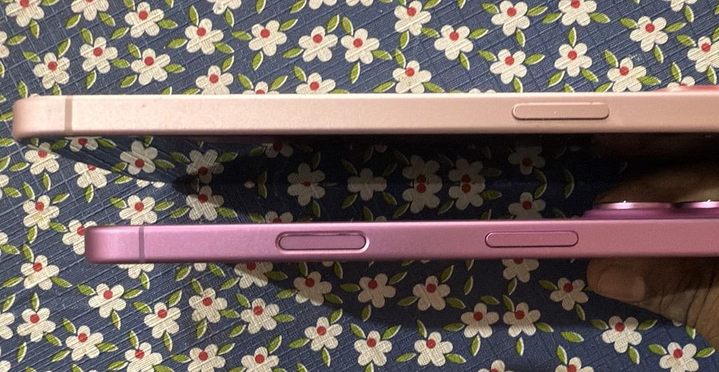 Apple iPhone 16 (bottom) with iPhone 15 Plus (top).