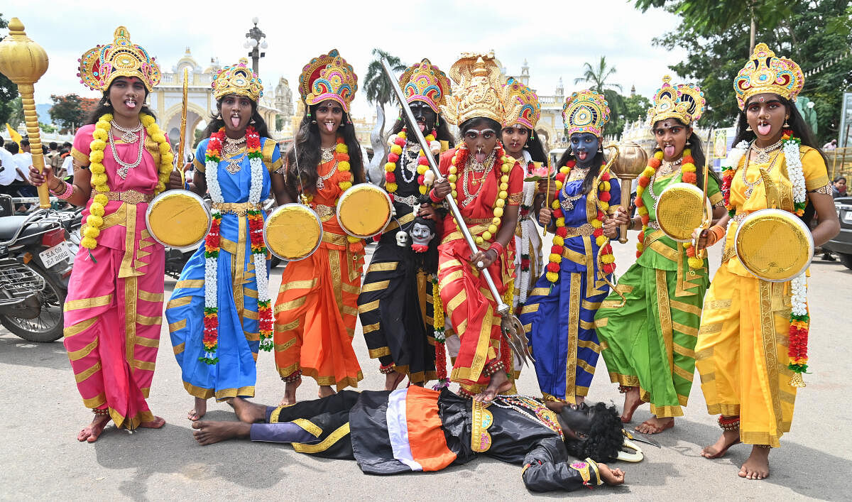  Children depict Navadurgis as part of mini procession- Kalathon.