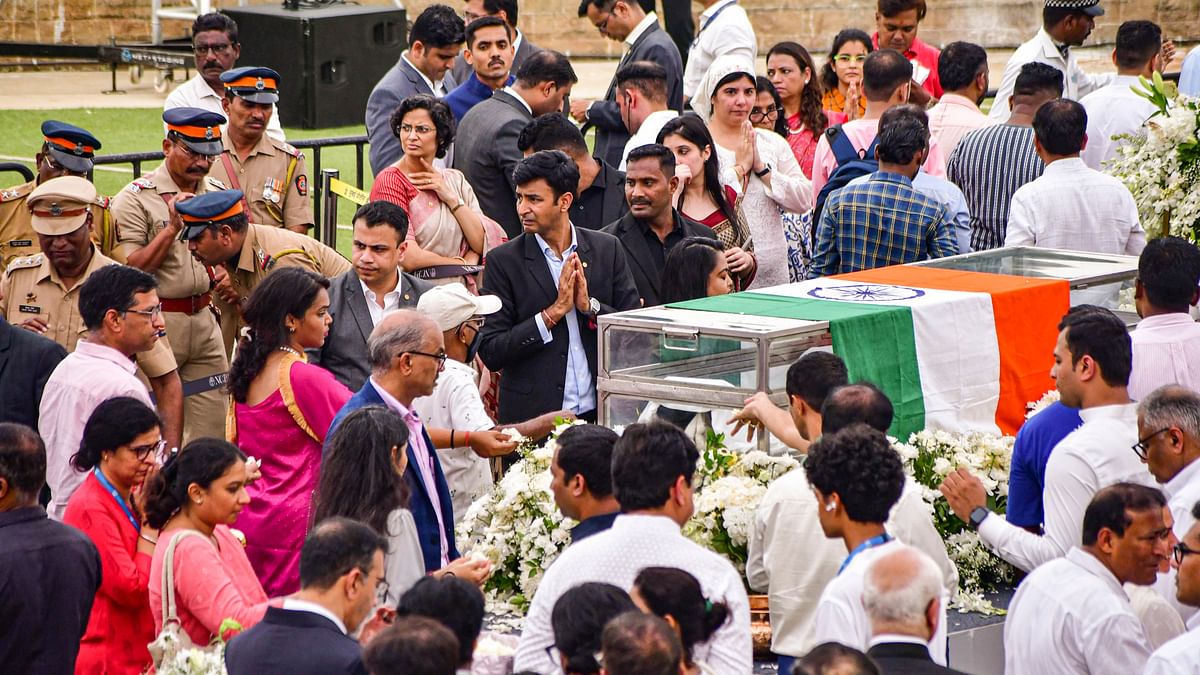 People arrive to offer a heartfelt homage to business legend Ratan Tata.