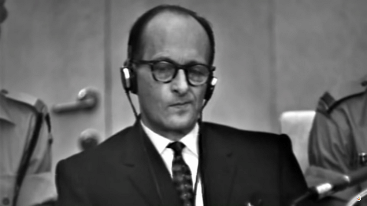 Adolf Eichmann during his trial in Jerusalem, 1961.