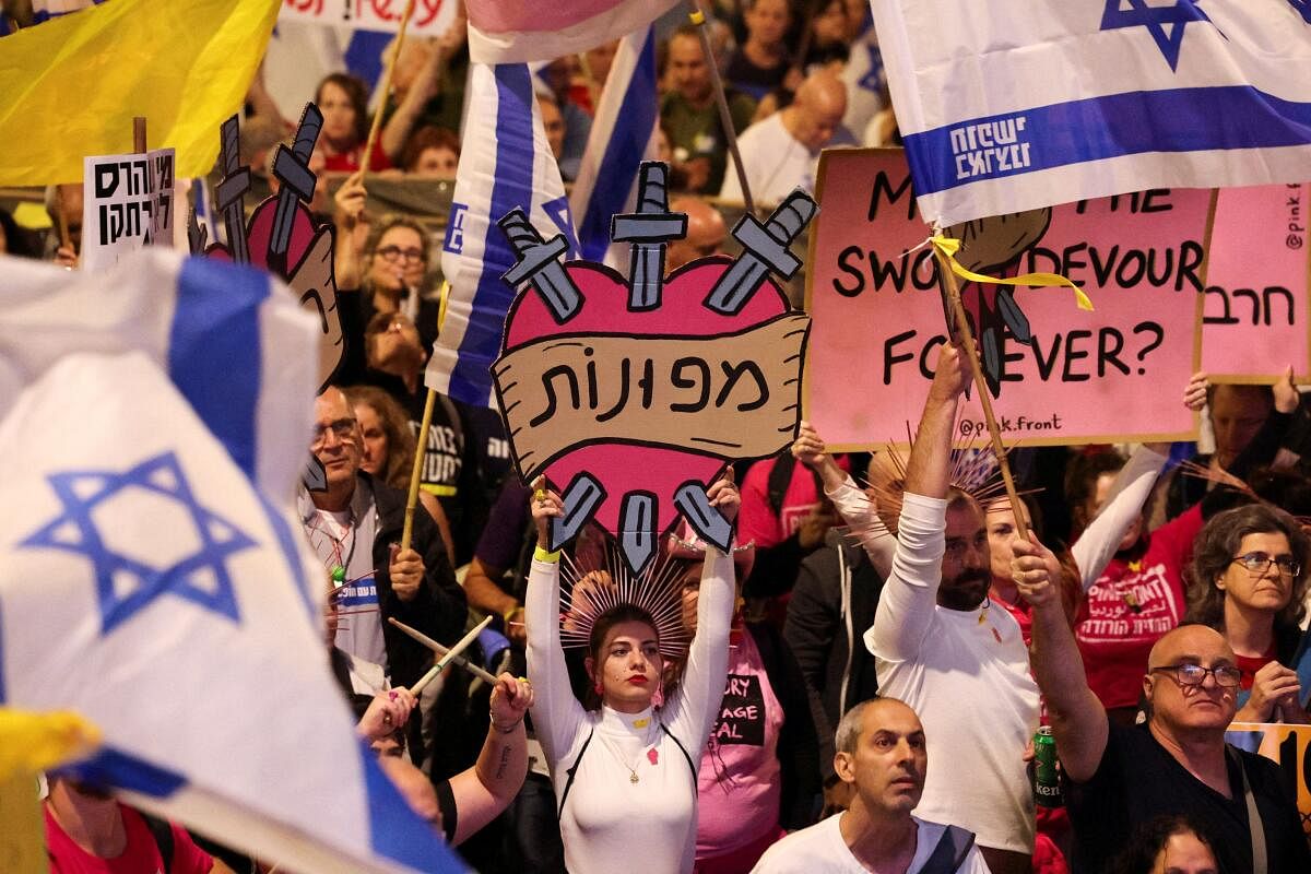 Protest against Israeli PM Benjamin Netanyahu and for the immediate release of Gaza hostages, in Jerusalem