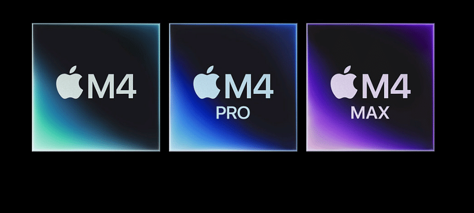 The new Apple M4, M4 Pro and M4 Max chipsets.