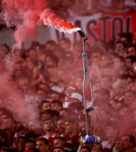 River Plate v Atletico Mineiro: General view River Plate fans during the match.