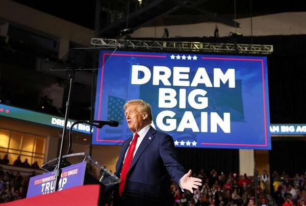 Republican presidential nominee and former US President Donald Trump delivers remarks in Allentown, Pennsylvania.