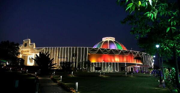 Madhya Pradesh Legislative Assembly decorated during the state's foundation day celebration, in Bhopal.