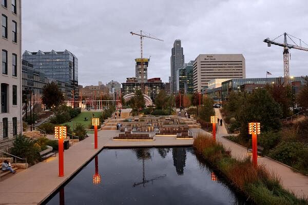 The Gene Leahy Mall at the Riverfront in downtown Omaha is seen the weekend before Election Day in Omaha, Nebraska, US.