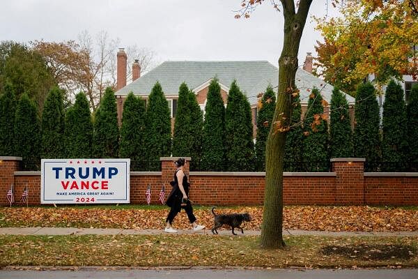 Political signage outside a home in Shorewood, Wisconsin, US