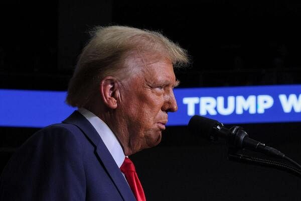 Republican presidential nominee and former US President Donald Trump holds a campaign rally at PPG Paints Arena in Pittsburgh, Pennsylvania, US