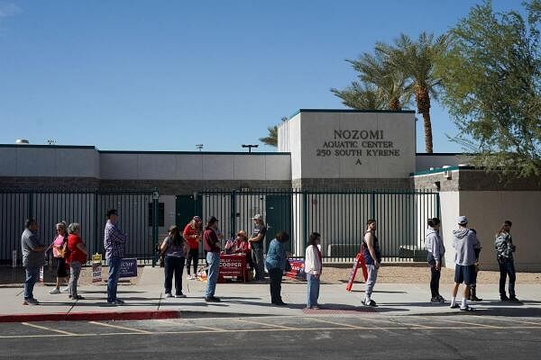 People line up in Chandler, Arizona on voting day for the 2024 US presidential election.