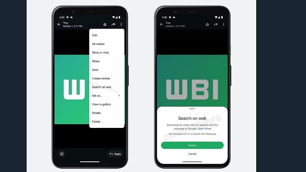 Whatsapp testing new reverse image search via Google search platform.