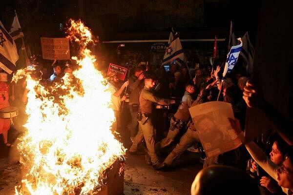 Protest after Israeli PM Netanyahu's sacked defense minister Yoav Gallant, in Jerusalem