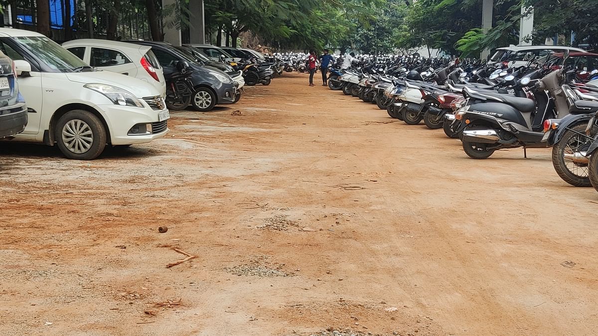 The Nagansandra metro station parking lot is situated on uneven and muddy. 