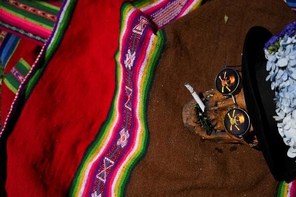 Believers gather to celebrate the Day of the Skulls or "Natitas" in La Paz