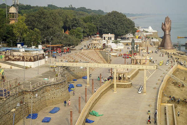 A view of the renovated ‘Khidkiya ghat’, popularly known as ‘Namo ghat’ which is expected to be formally inaugurated by Uttar Pradesh Chief Minister Yogi Adityanath on the occasion of 'Dev Deepawali' on Nov 15, in Varanasi.